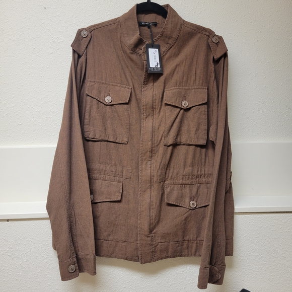 Ron Tomson Men's Brown Military Field Jacket - Picture 2 of 12
